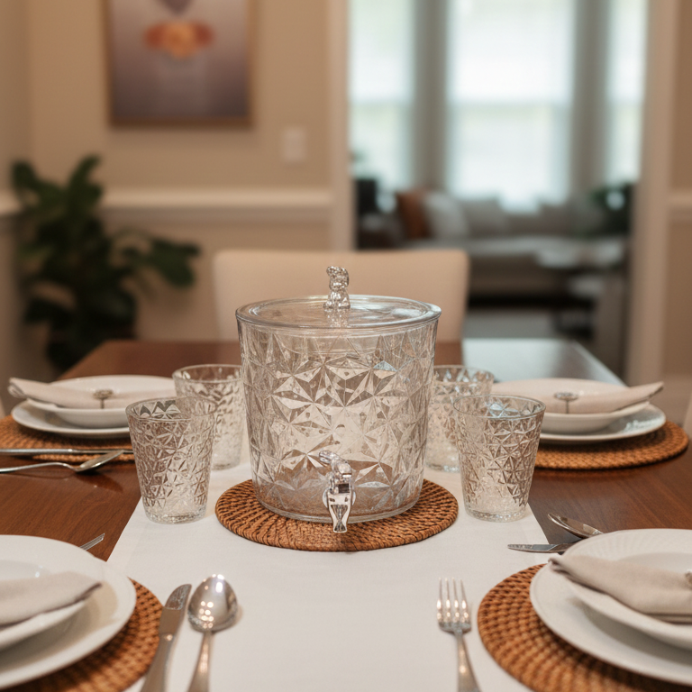 Silver Bear Frosted Beverage Dispenser Set