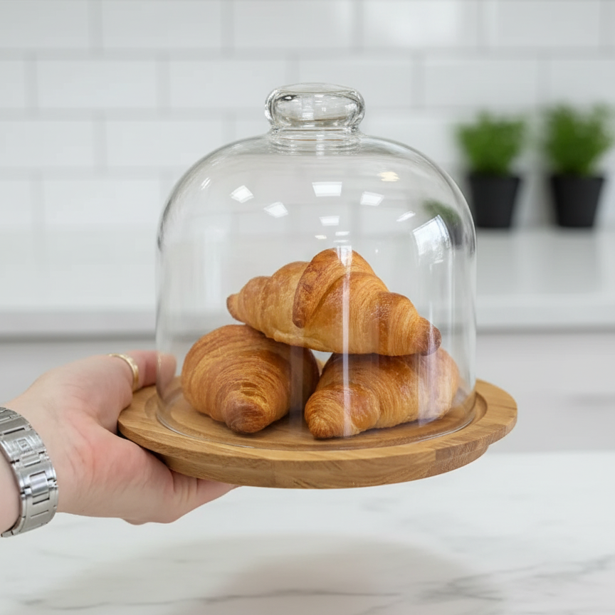 Lavish Wooden Base Serving Dome (2240) by Limon