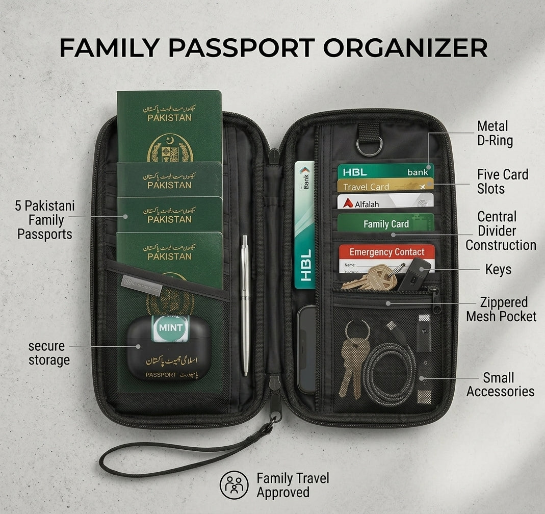 Waterproof Family Passport Holder Travel Wallet – Multi-Passport & Document Organizer