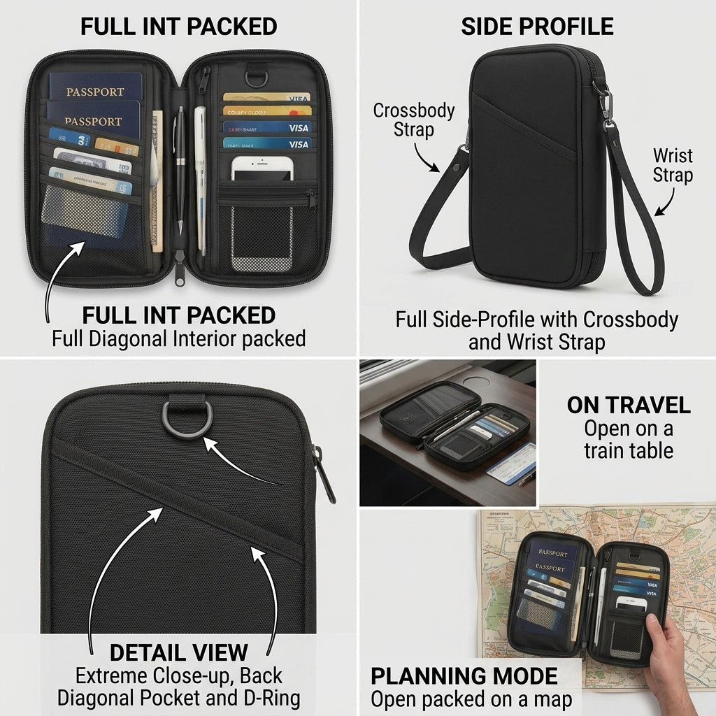 Waterproof Family Passport Holder Travel Wallet – Multi-Passport & Document Organizer
