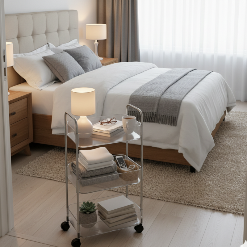 ClearMove 3-Tier Rolling Storage Cart – Multi-Purpose Organizer | Adornia.pk