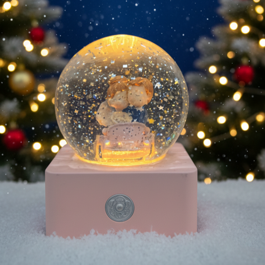 Elegant LED Snow Globe Lamp – Rechargeable Decorative Light