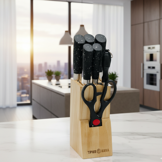 8-Piece Kitchen Knife Set – Sharp Stainless Steel Blades with Elegant Stand