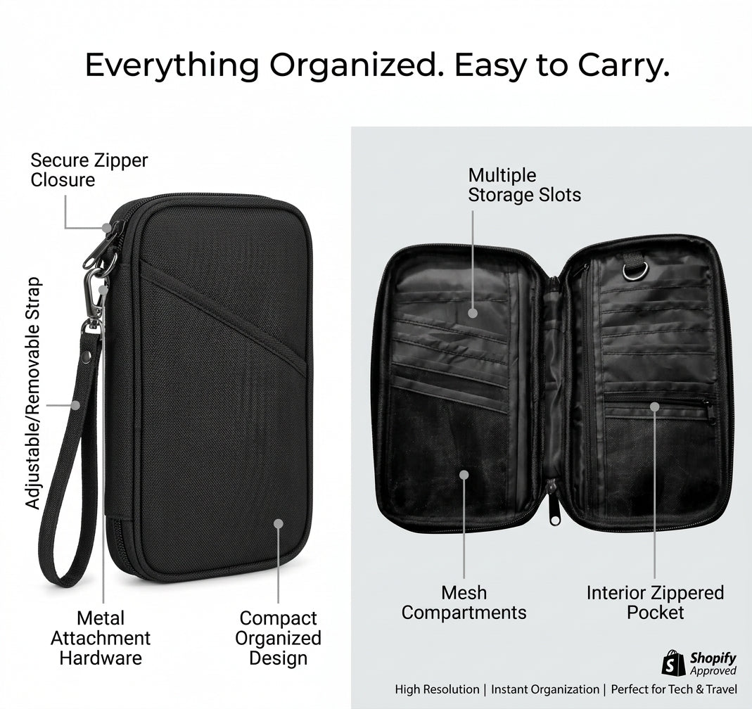 Waterproof Family Passport Holder Travel Wallet – Multi-Passport & Document Organizer