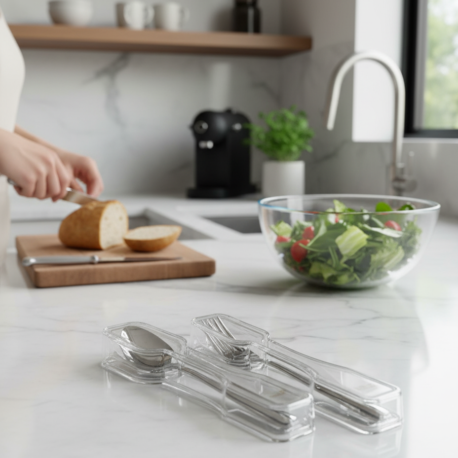 Deluxe Spoons & Forks Holder with Lid (6260) by Limon