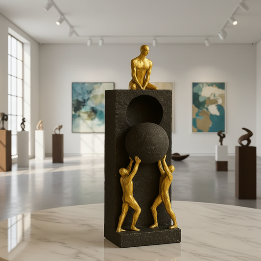 Golden Helping Hand Abstract Sculpture | Premium Fiber Showpiece