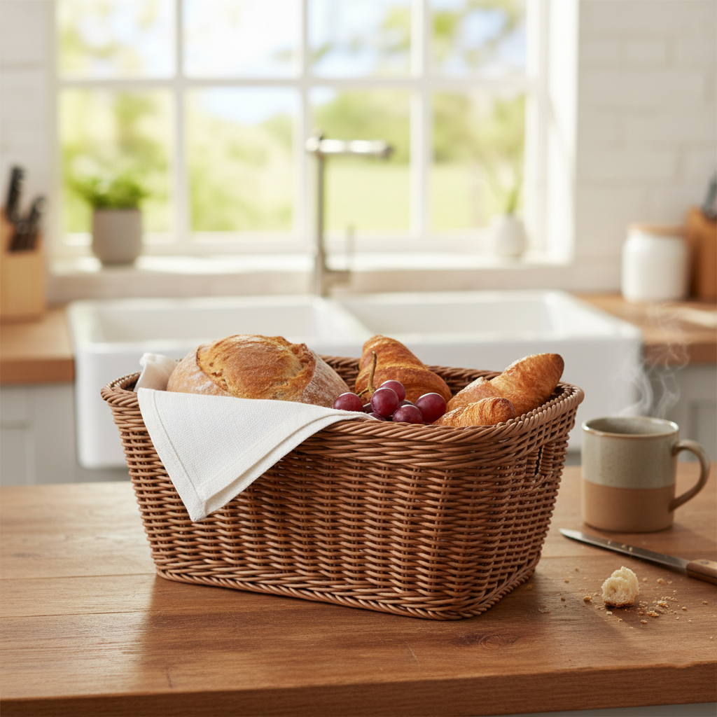 Handmade Rectangular Basket with Handles (51007) by Ziba