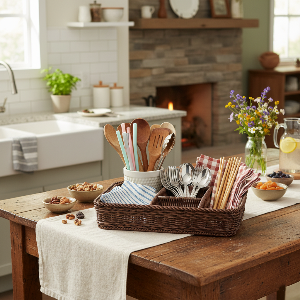 Woven Handmade Cuttlery Basket (51019) by Ziba