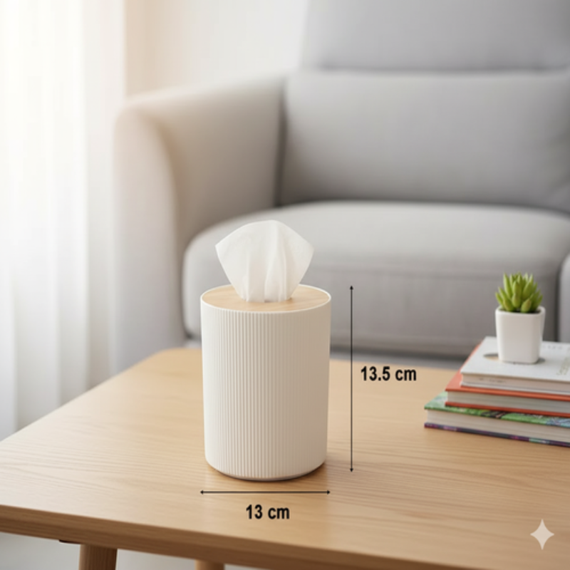 Limon WoodAura Round Tissue Holder – Elegant Wooden Design for Modern Homes & Offices | Adornia.pk