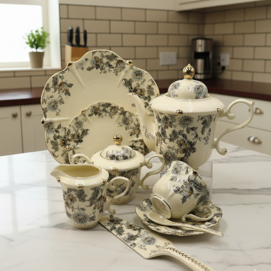 Royal Albert 31 Pcs Tea Set – Design 5 | Elegant Porcelain Tea Set for Home and Gifting