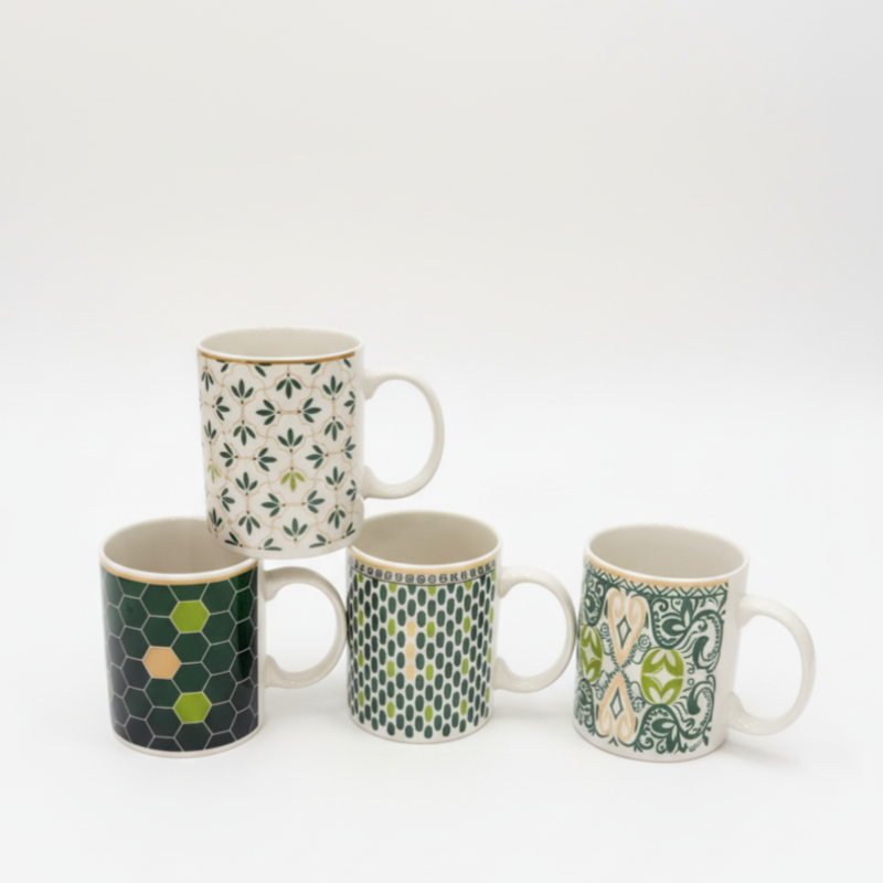 Geometric & Floral Green Mug