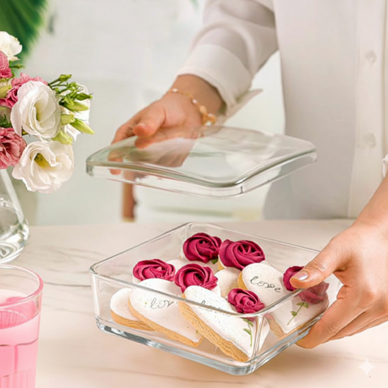 CrystalVault Premium Glass Snack Box – Elegant Storage Container | Adornia.pk