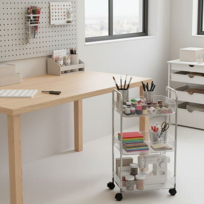 ClearMove 3-Tier Rolling Storage Cart – Multi-Purpose Organizer | Adornia.pk