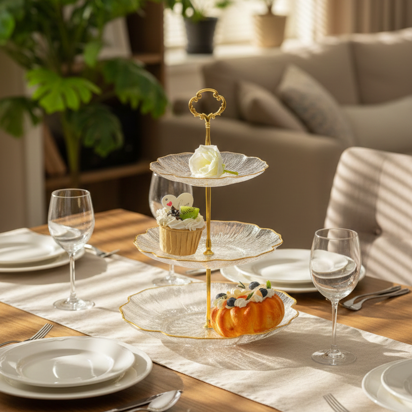 DelightTower 3-Tier Golden Serving Stand