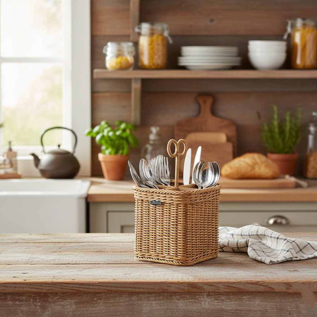 Woven Handmade Cuttlery Holder (51078) by Ziba