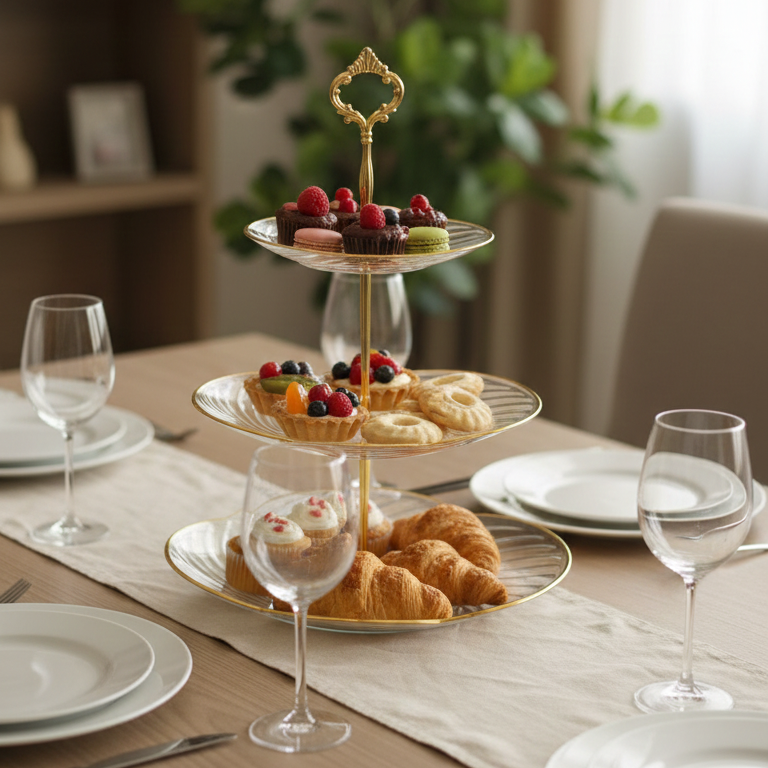 DelightTower 3-Tier Golden Serving Stand