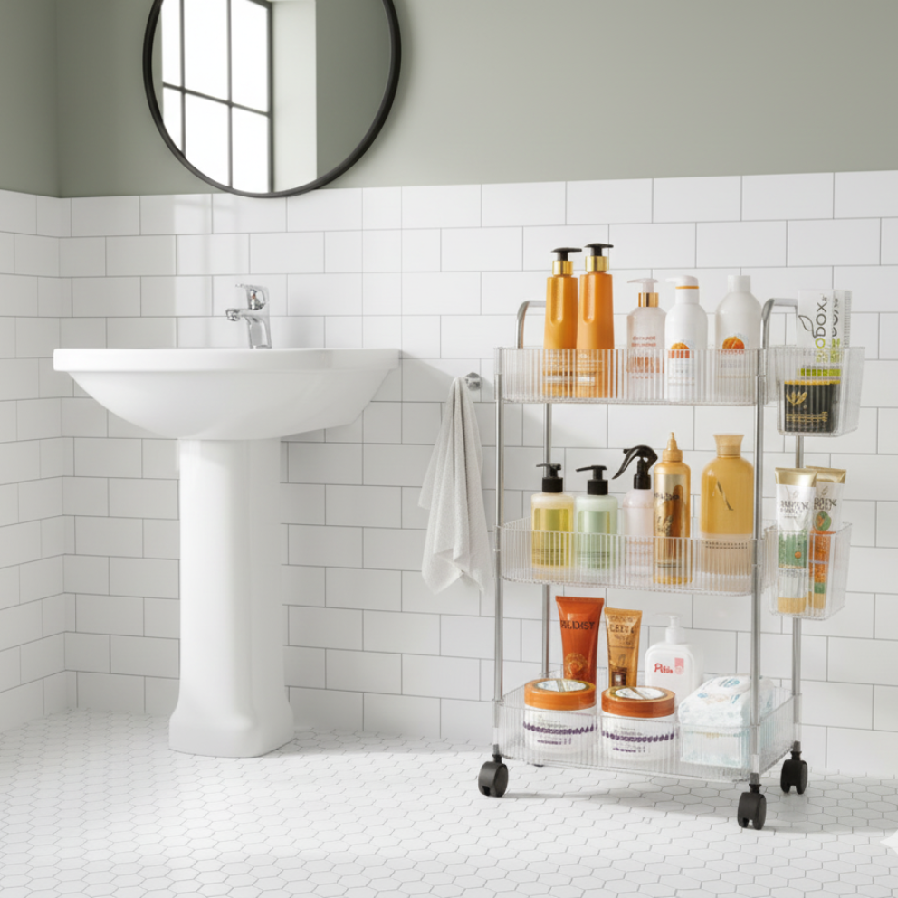 3-Tier Acrylic Utility Rolling Trolley by Limon