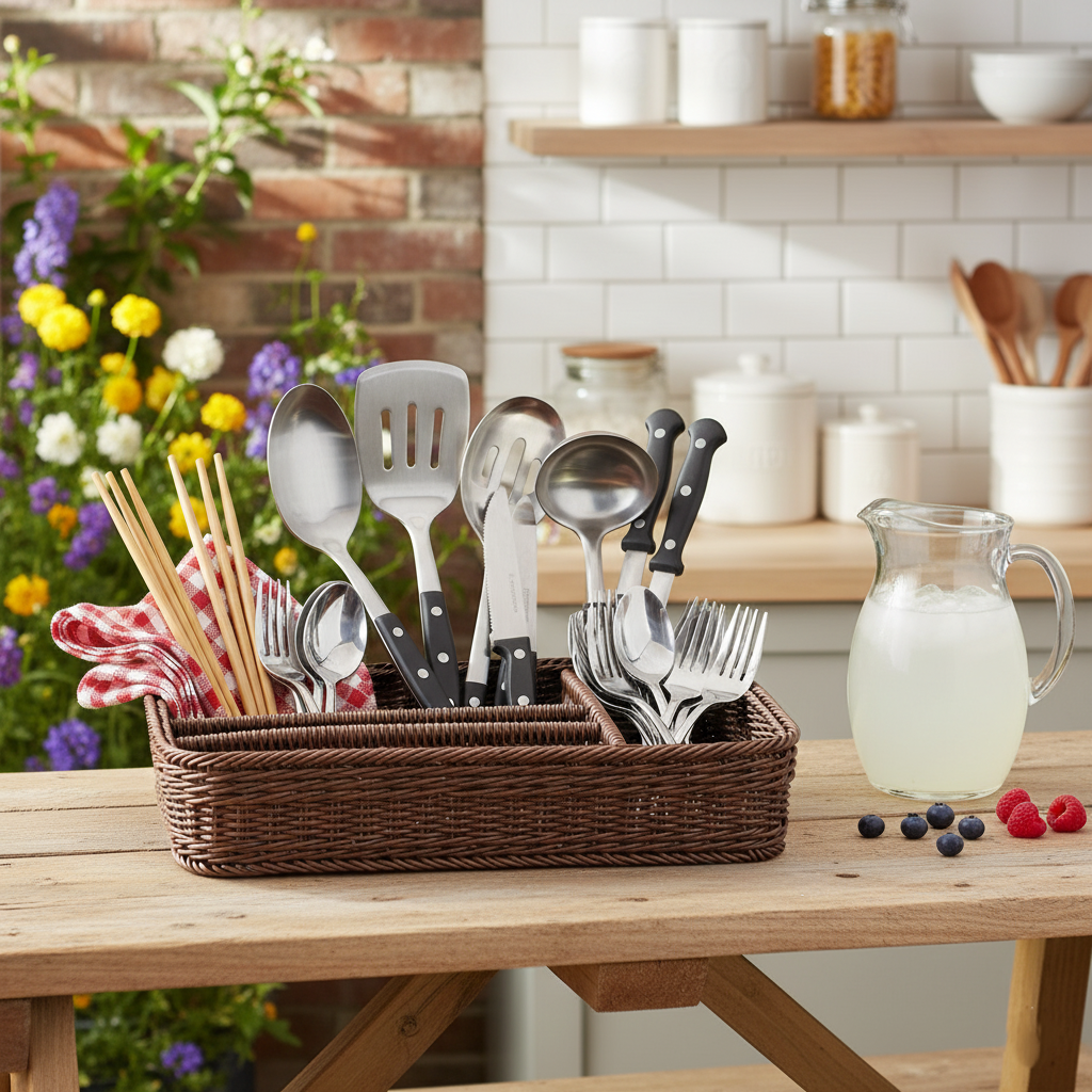 Woven Handmade Cuttlery Basket (51019) by Ziba