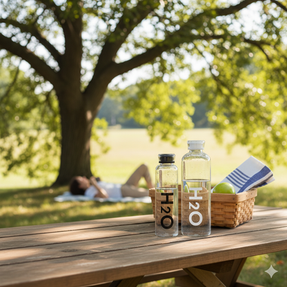 H2O LumiVac Glass Water Bottle with Vacuum Lid