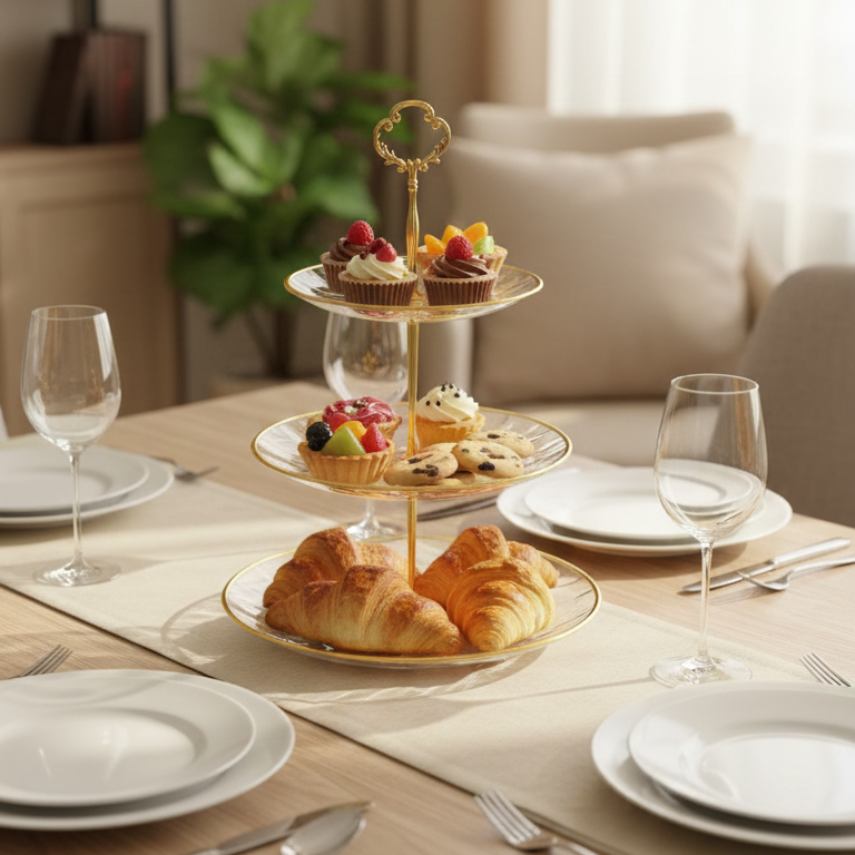 DelightTower 3-Tier Golden Serving Stand
