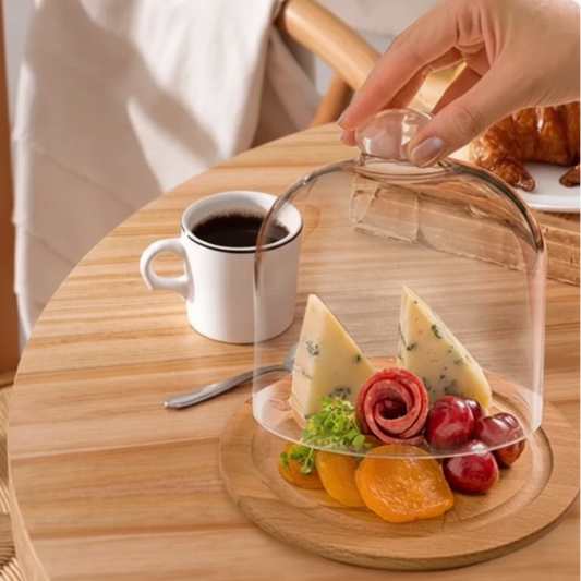 Lavish Wooden Base Serving Dome (2240) by Limon