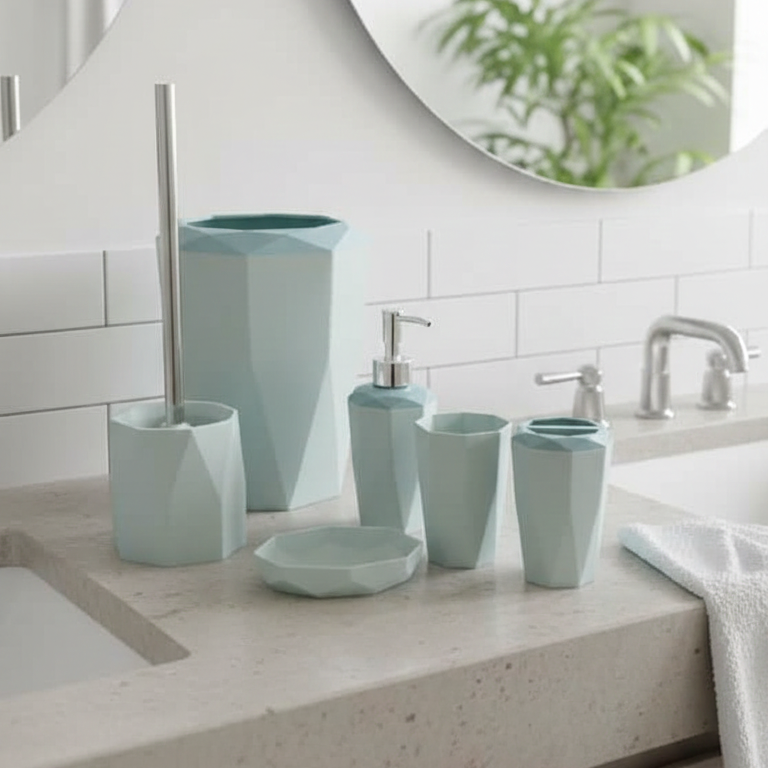 Hexagonal Style Bathroom Essentials Set (6-Piece)