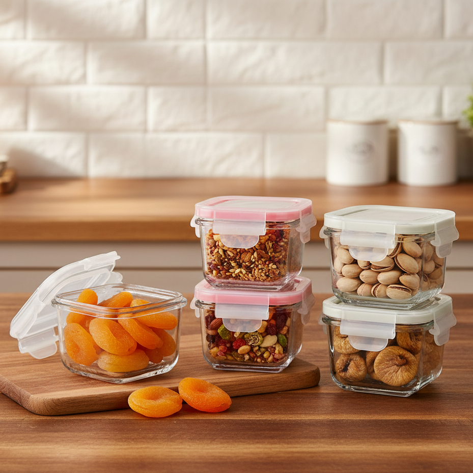 200ML Square Glass Container with Lid (1976) by Limon