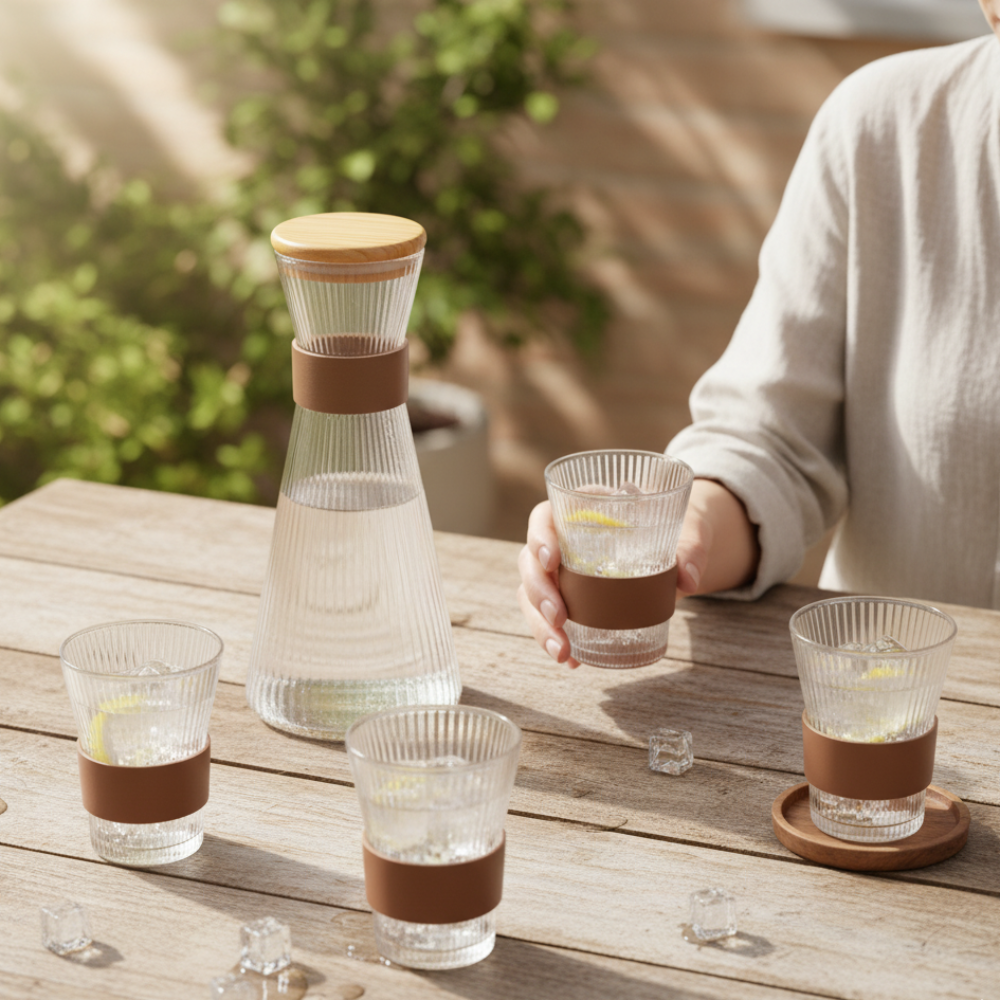 Staggering Carafe Set with Airtight Wooden Lid