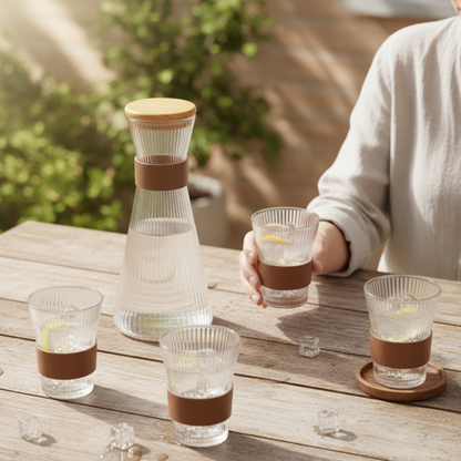 Staggering Carafe Set with Airtight Wooden Lid