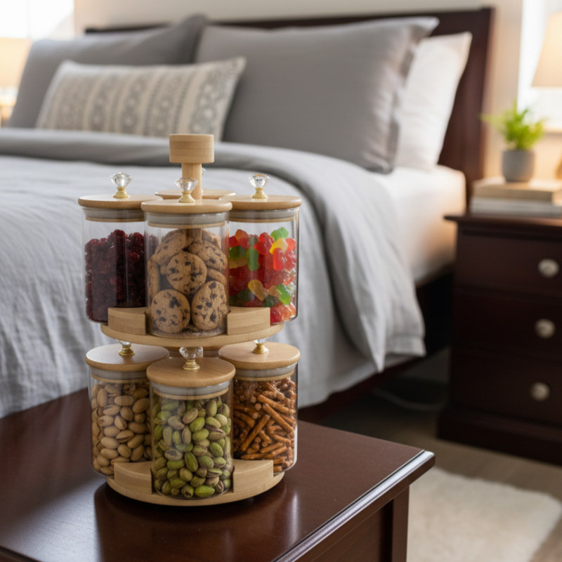 BambooLuxe 2-Tier Rotating Spice Rack – 360° Rotating Kitchen Organizer | Adornia.pk