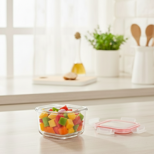 200ML Square Glass Container with Lid (1976) by Limon