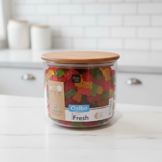 LuxeStack Glass Bowl with Airtight Wooden Lid by Ziba