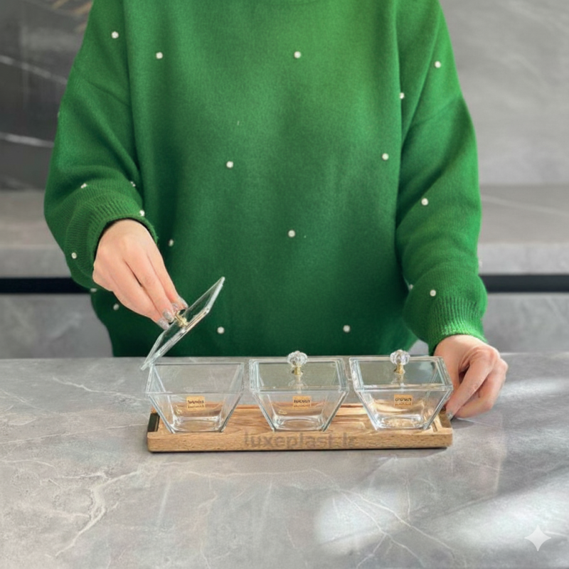 Limon Classic Trio Snack & Serve Set – 3-Piece Elegant Snack Serving Collection | Adornia.pk