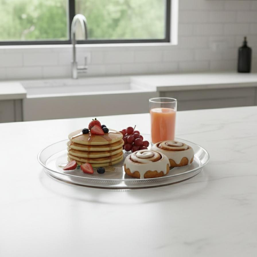 Majestic Round Glass Serving Platter by Limon