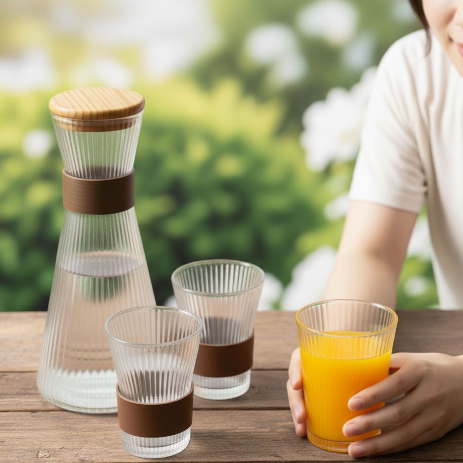 Staggering Carafe Set with Airtight Wooden Lid