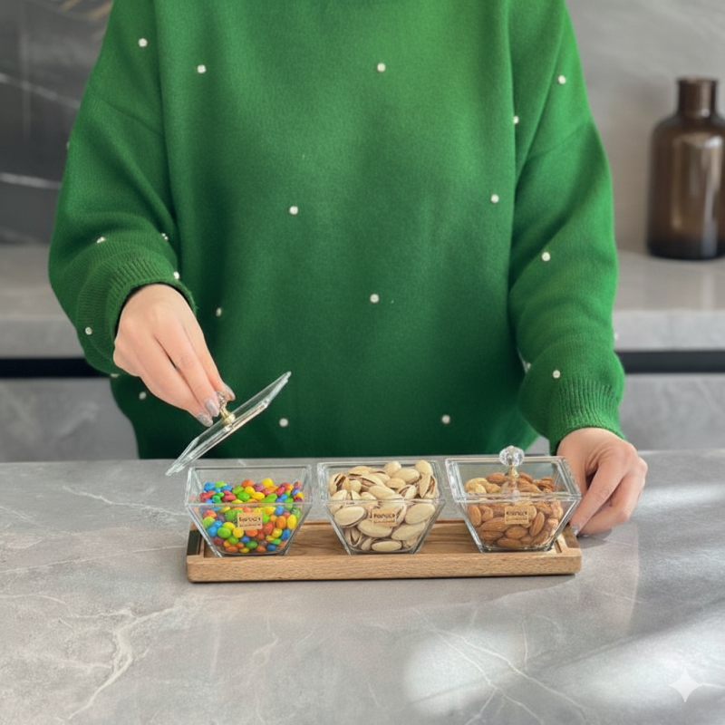 Limon Classic Trio Snack & Serve Set – 3-Piece Elegant Snack Serving Collection | Adornia.pk