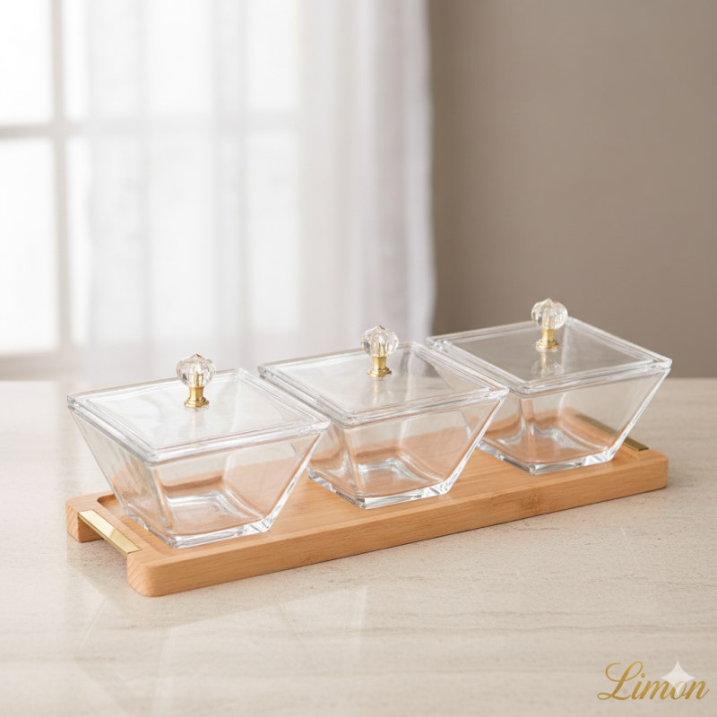 Limon Classic Trio Snack & Serve Set – 3-Piece Elegant Snack Serving Collection | Adornia.pk