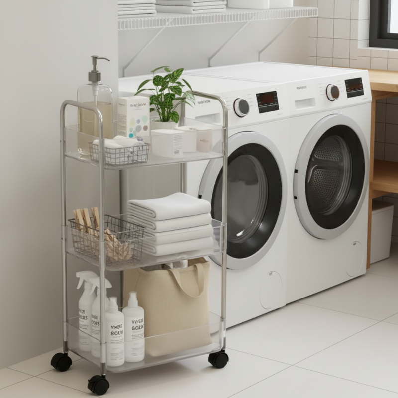 ClearMove 3-Tier Rolling Storage Cart – Multi-Purpose Organizer | Adornia.pk