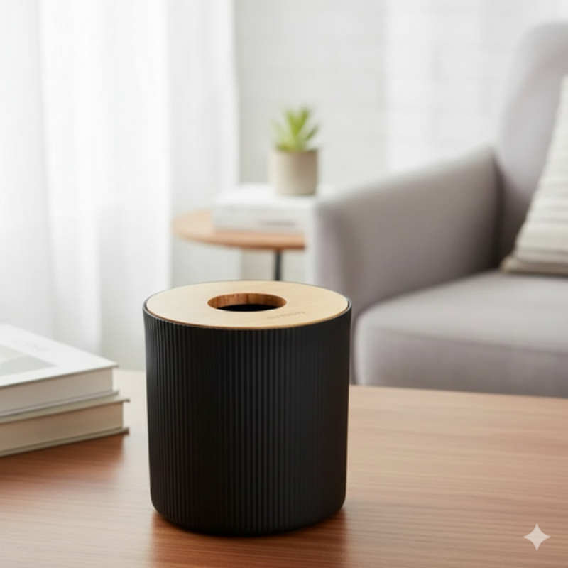 Limon WoodAura Round Tissue Holder – Elegant Wooden Design for Modern Homes & Offices | Adornia.pk