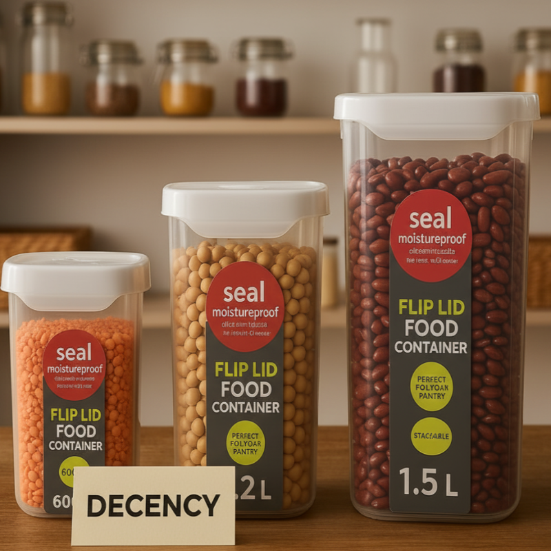 SnapFresh Flip-Lid Acrylic Food Jars – Set of 3