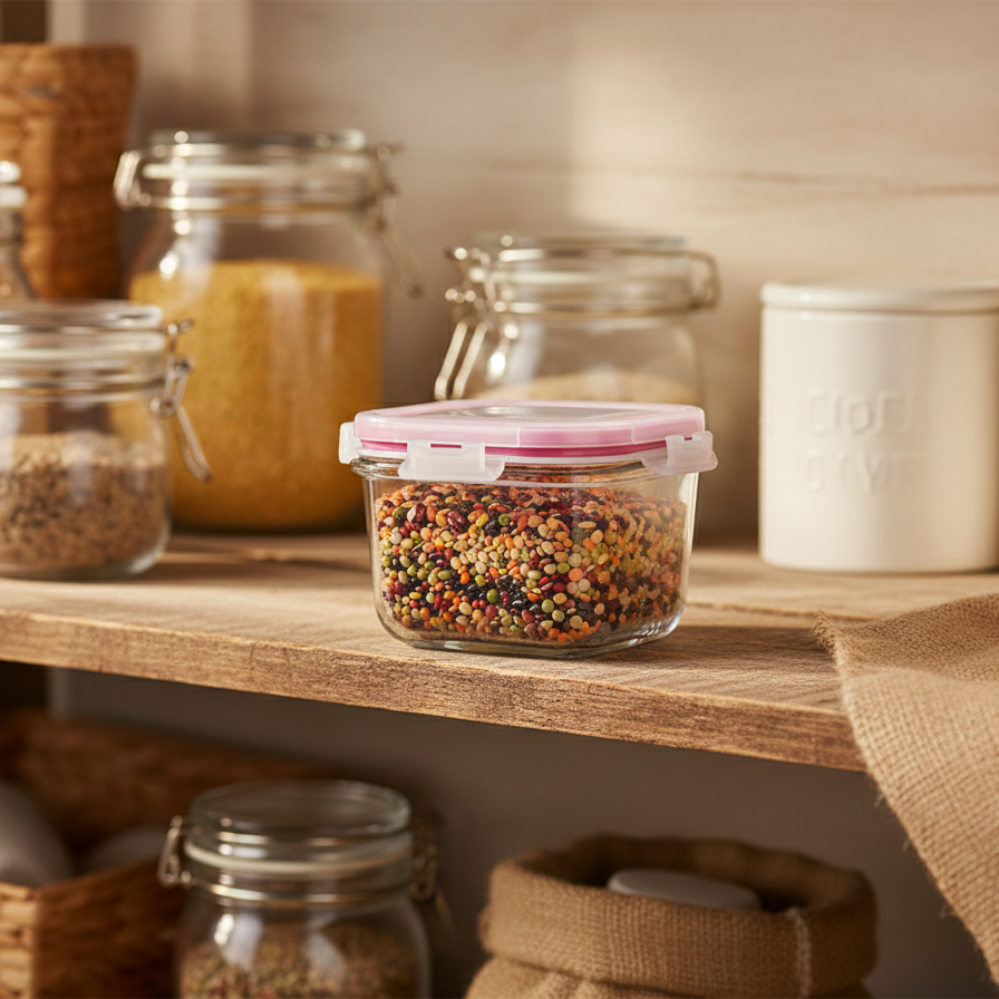 200ML Square Glass Container with Lid (1976) by Limon