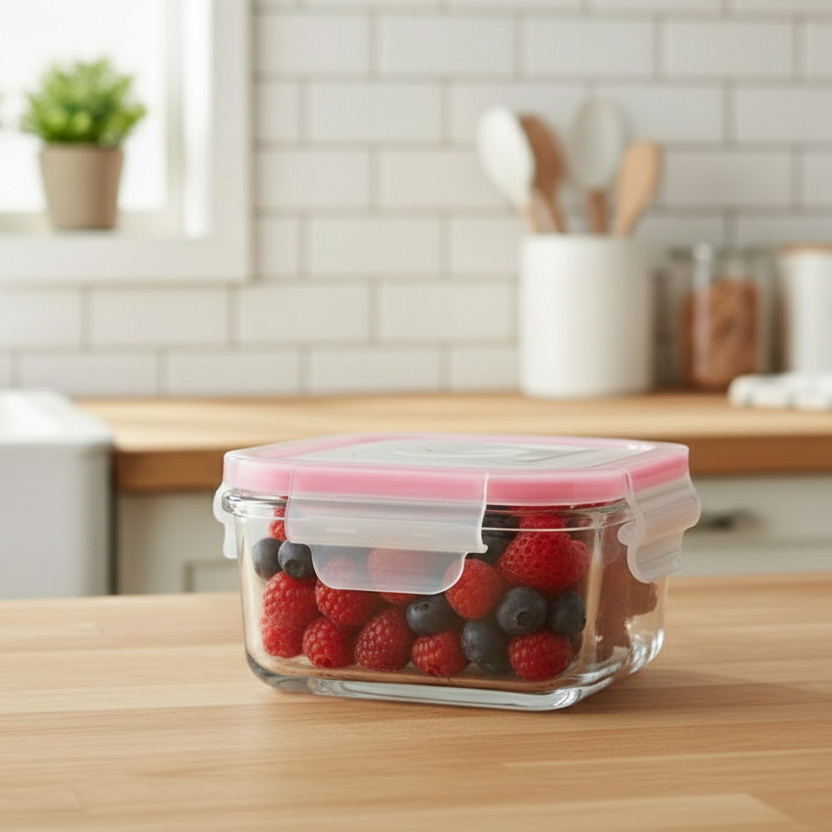 440ML Square Glass Container with Lid (2014) by Limon