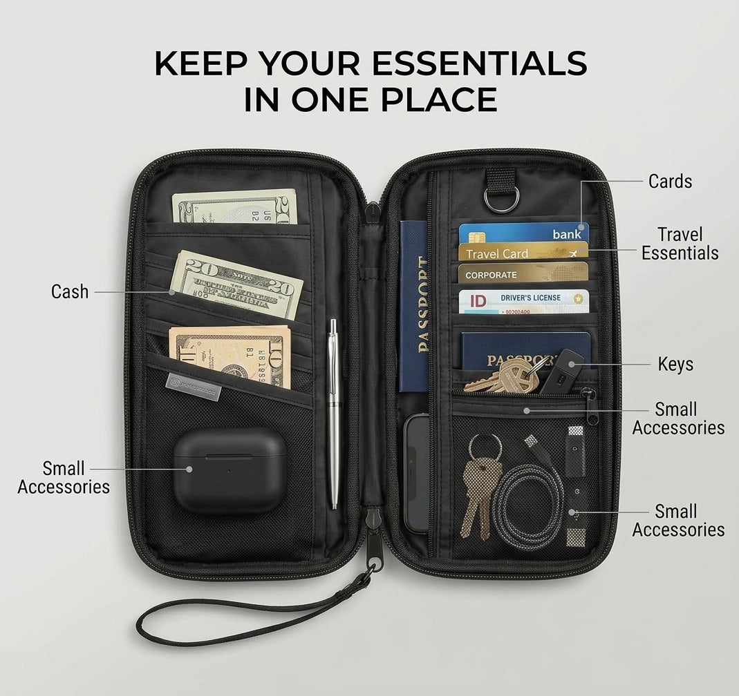 Waterproof Family Passport Holder Travel Wallet – Multi-Passport & Document Organizer