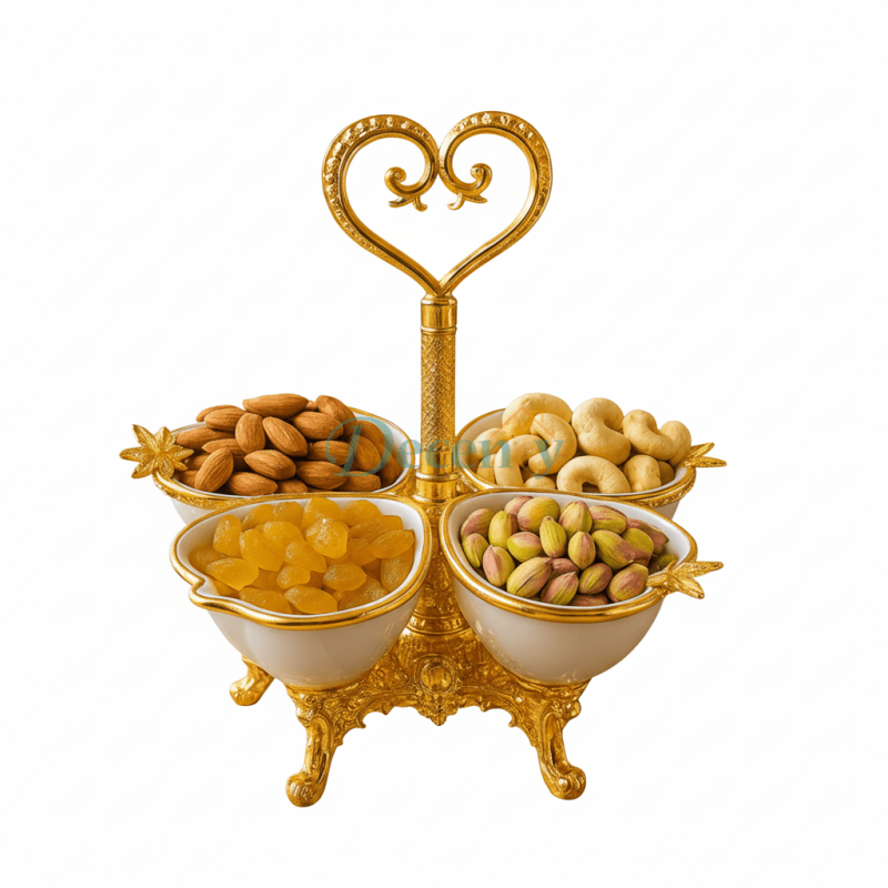 Golden Luxe Dry Fruit Server – Elegant Display Stand