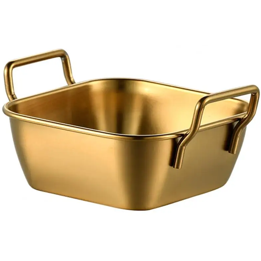 Gold Plated Square Dish With Handle