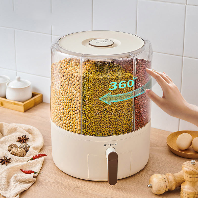 6 Grid Grain Storage Container Dispenser Rotatable