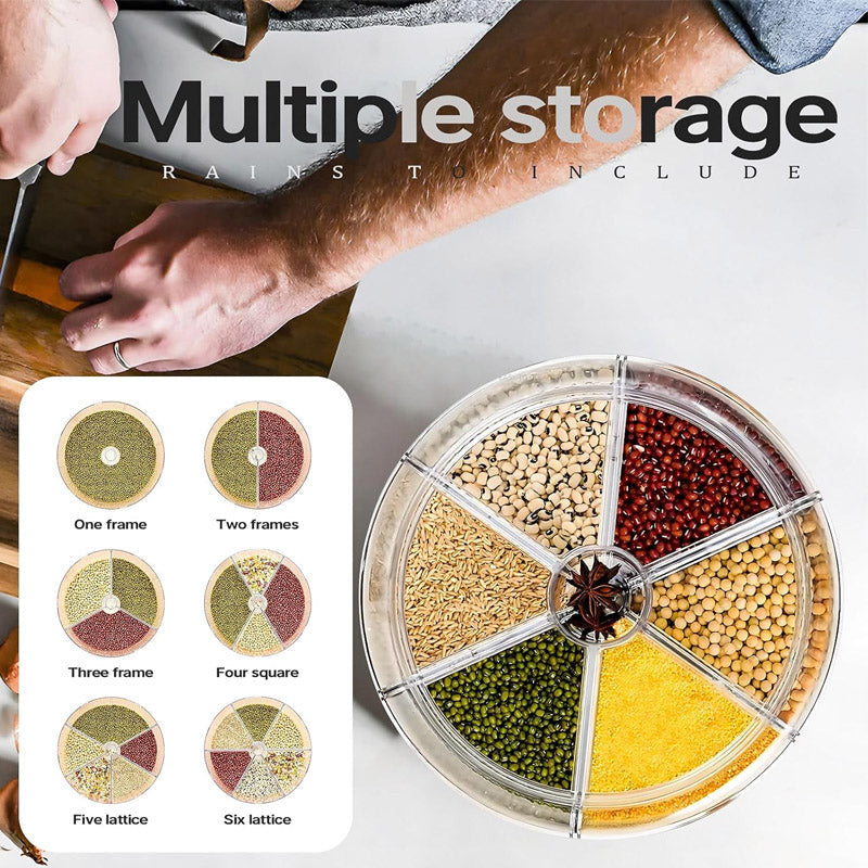 6 Grid Grain Storage Container Dispenser Rotatable