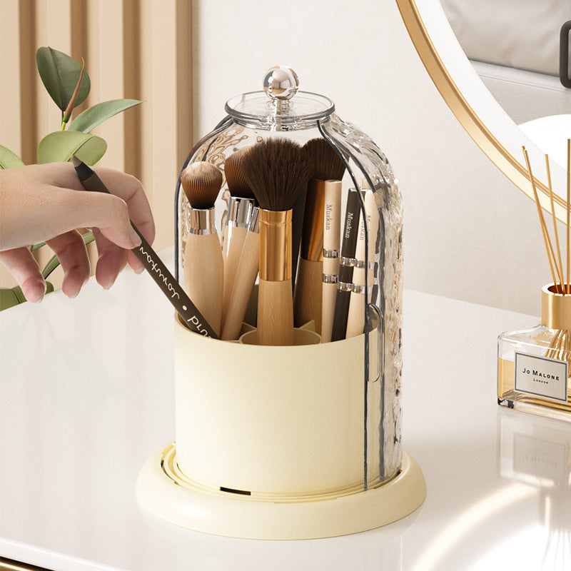GlamSpin Rotating Makeup Brush Organizer – Dust-Proof Tube with Compartments