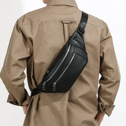 Men Chest Bag High Quality Sports Backpack for Cow Leather Crossbody Daypack Fashion Waist Pack