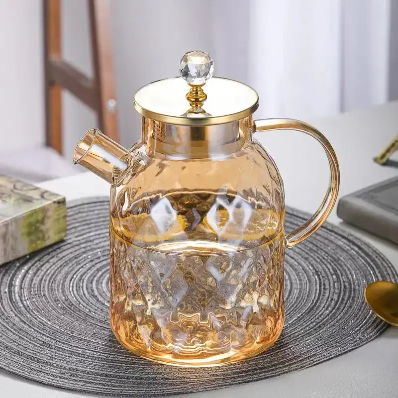 High Borosilicate Glass Diamond Cut Tea Pot